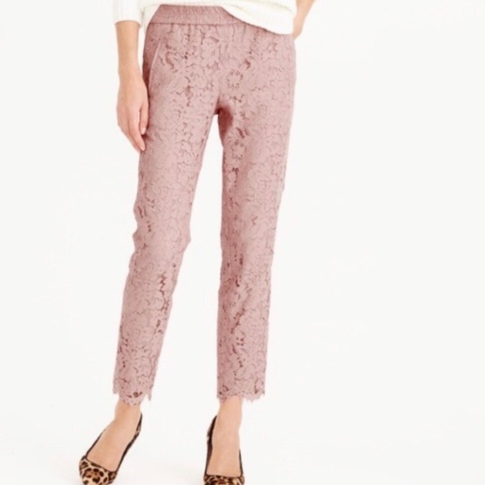 𝅺J. CREW Blush Pink Lace Ankle Pants